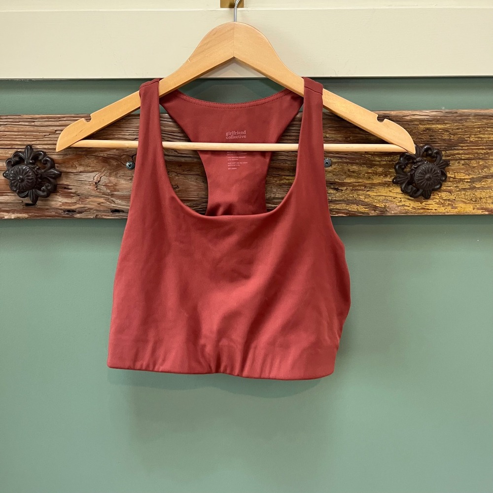 Girlfriend Collective Topanga Sports Bra Clay Red Racerback‎ Womens Large L
